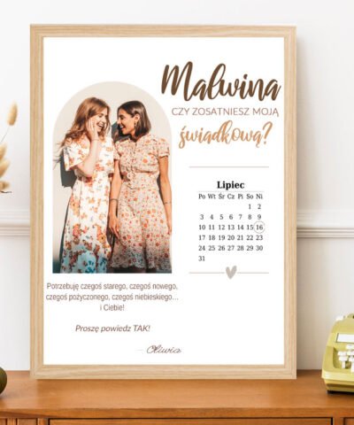 Prośba o świadkowanie pomysł na prezent dla świadkowej – Ramka Boho