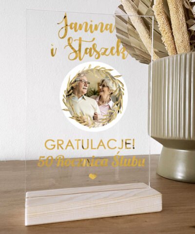 Pamiątka 50 Rocznicy Ślubu – Personalizowana statuetka GRATULACJE