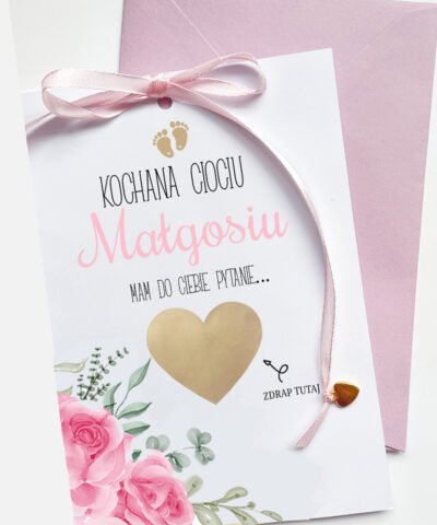 Zdrapka dla przyszłej Mamy Chrzestnej – Personalizowana kartka