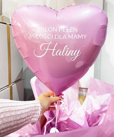 Prezent na Dzień Mamy – różowy balon z helem w pudełku MIŁOŚĆ