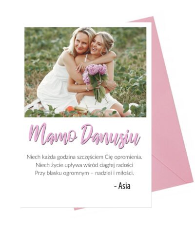 Kartka na Dzień Mamy z życzeniami i zdjęciem PINK
