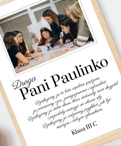 Personalizowany prezent dla nauczyciela – Plakat ze zdęciem klasowym i życzeniami