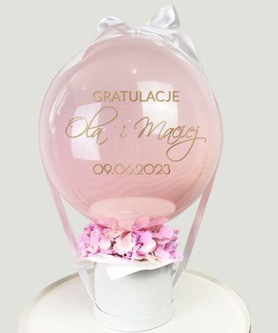 Prezent dla pary na ślub z personalizacją – Flower Box z balonem WSPANIAŁE MAŁŻEŃSTWO