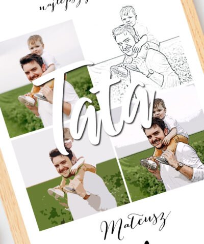 Prezent na Dzień Ojca – Plakat w ramie ze zdjęciem Kolaż