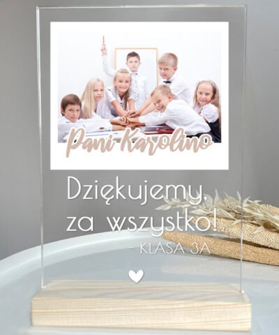 Prezent ze zdjęciem dla nauczyciela – Personalizowana statuetka DZIĘUJEMY