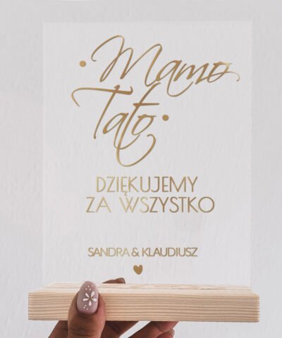 Stylowy prezent dla rodziców – Podziękowanie na ślub Statuetka Mamo | Tato