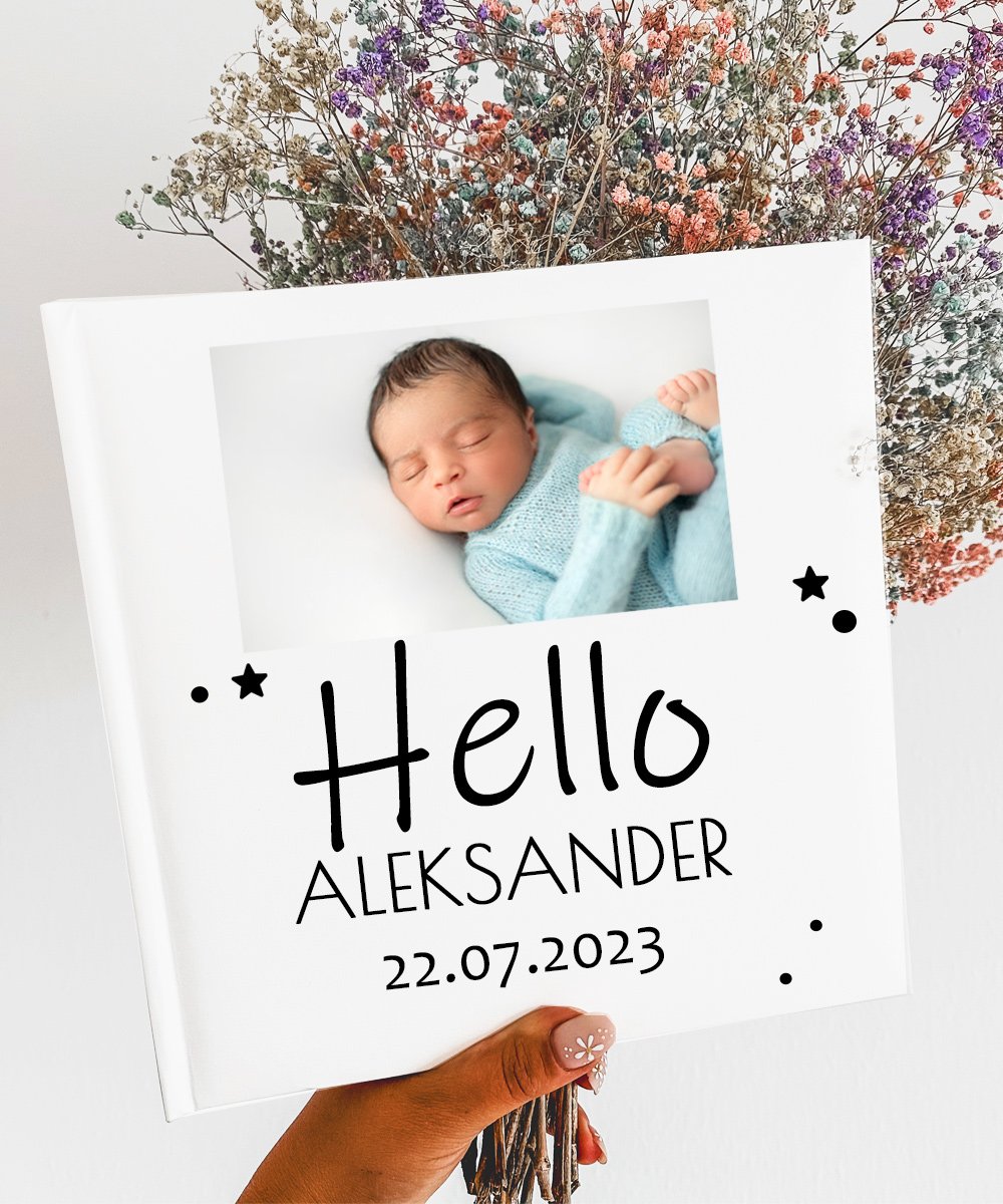 Prezent na narodziny dziecka – personalizowany album na zdjęcia hello