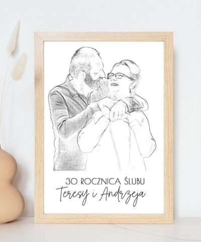 Obraz w ramie ze zdjęciem na rocznicę ślubu – Szkic