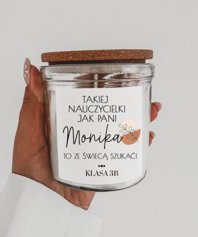Zapachowa świeca dla nauczyciela z personalizacją – BOHO