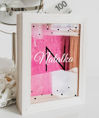 Skarbonka dla dziewczynki na prezent z jej imieniem PINK
