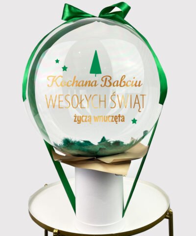Prezent dla rodziny na święta – balon xxl w pudełku z personalizacją GREEN