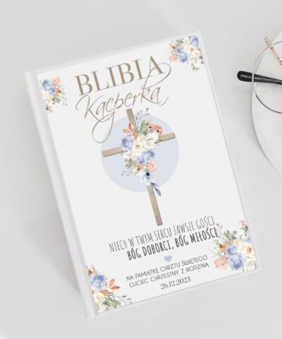 Biblia dla chłopca z imieniem KWIATY – prezent na chrzest
