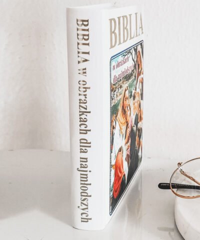 Pierwsza biblia dla dziecka na chrzest ze zdjęciem BOHO