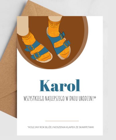 Zabawna kartka na urodziny dla mężczyzny z personalizacją SKARPETKI