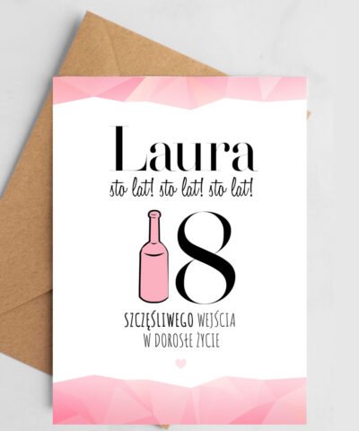 Życzenia na 18 urodziny – Personalizowana kartka WINE