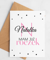 Kartka z personalizacją na roczek dla dziewczynki
