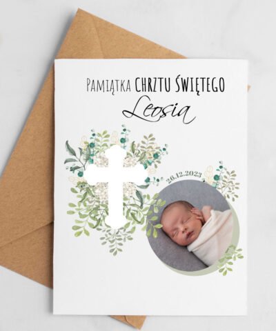 Pamiątkowa kartka na chrzest święty z personalizacją LISTKI