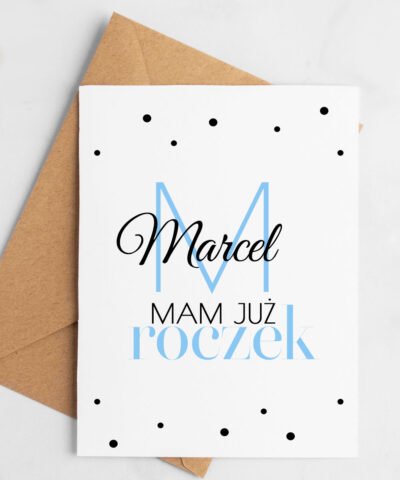 Kartka z personalizacją na roczek dla chłopca