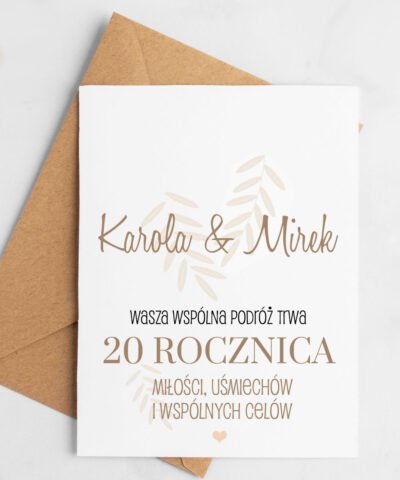 Personalizowana kartka na 20 rocznicę ślubu