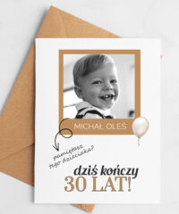 Kartka na 30 urodziny ze zdjęciem solenizanta DZIECIAK
