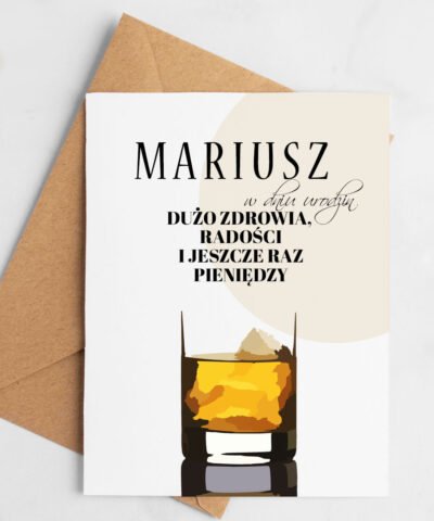 Kartka na urodziny dla faceta WHISY z imieniem