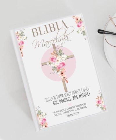 Biblia dla dziewczynki z imieniem KWIATY – prezent na chrzest