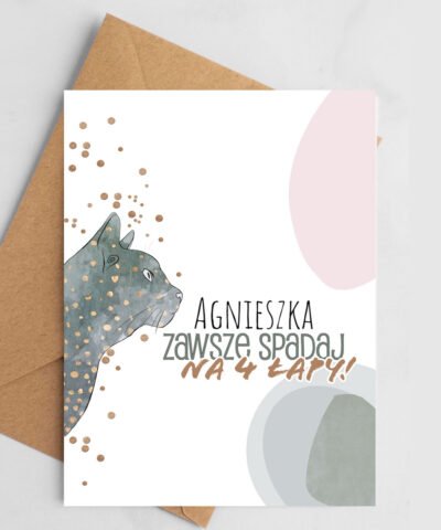 Kartka urodzinowa na szczęście z własnymi życzeniami KOT