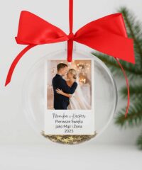 Pierwsze Święta jako Mąż i Żona - bombka na choinę ze zdjęciem