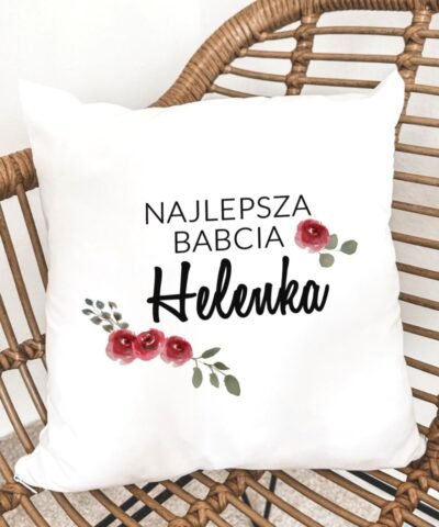 Poduszka z nadrukiem dla Babci – NAJLEPSZA BABCIA – KWIATY