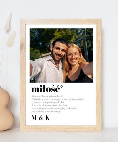 Personalizowany plakat w ramie dla pary MIŁOŚĆ z Waszym zdjęciem