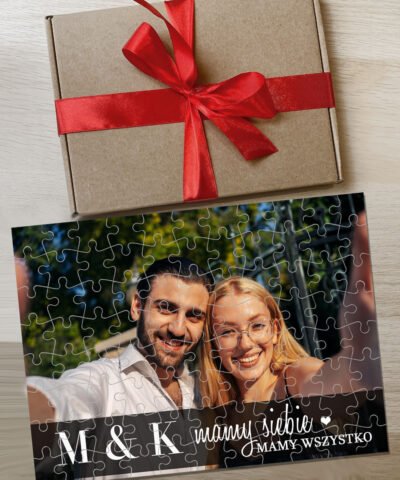 Puzzle z nadrukiem zdjęcia w pudełku na prezent MAMY SIEBIE