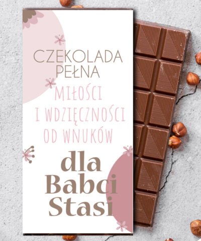 Prezent od wnuków dla Babci – czekolada z jej imieniem PEŁNA MIŁOŚCI
