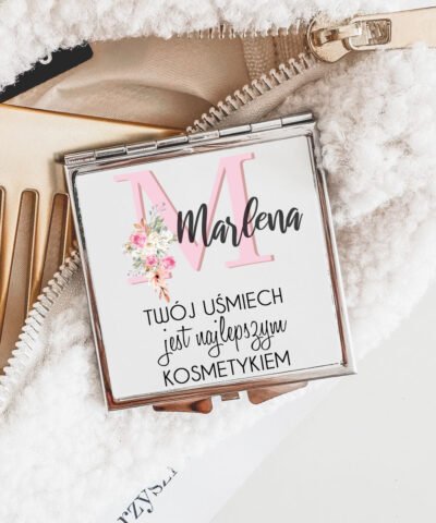 Personalizowane lusterko na prezent – RÓŻOWA LITERA