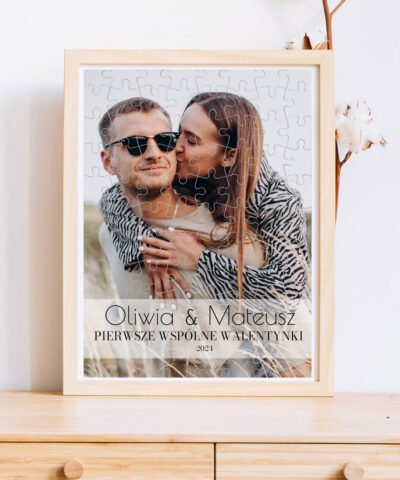 Prezent na pierwsze walentynki – Puzzle z Twoim zdjęciem w ramie