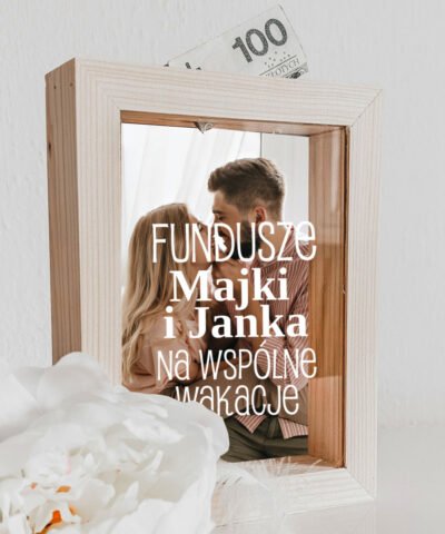 Skarbonka na wspólne wakacje ze zdjęciem pary FUNDUSZE