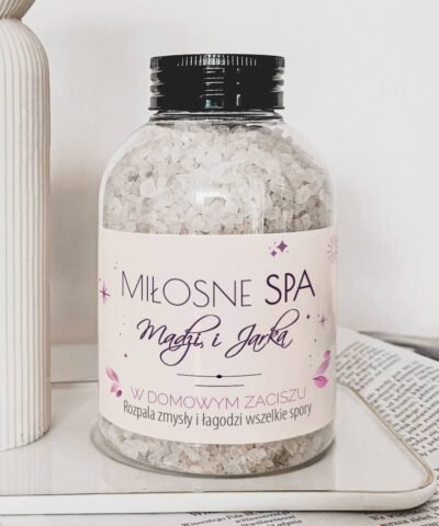 Sól do kąpieli na prezent MIŁOSNE SPA z Waszymi imionami