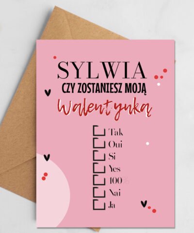 Kartka miłosna z personalizacją CZY ZOSATNIESZ MOJĄ WALENTYNKĄ
