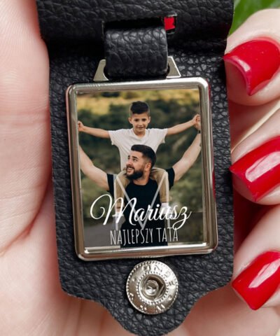 Skórzany brelok do kluczy ze zdjęciem dla Taty NAJLEPSZY