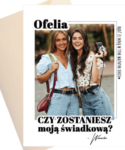 Kartka dla przyszłej świadkowej w nowoczesnym stylu