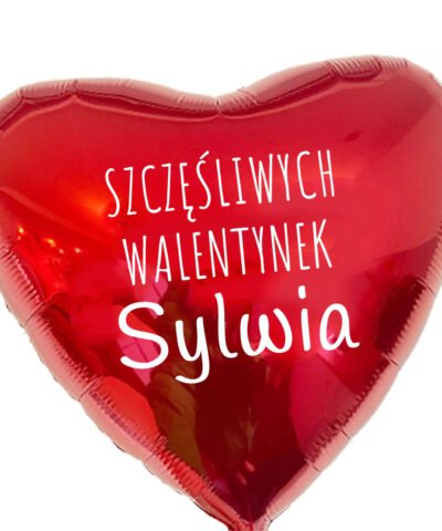 Maskotka na Walentynki z balonem i kartką MOJA WALENTYNKA