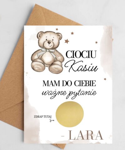 Kartka ze zdrapką dla przyszłej Matki Chrzestnej MIŚ