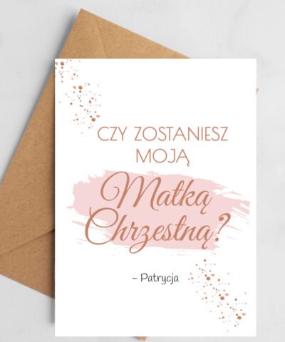 Kartka z prośbą o bycie chrzestną + personalizacja SPARKLE