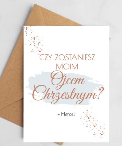 Kartka z prośbą o bycie chrzestnym + personalizacja SPARKLE