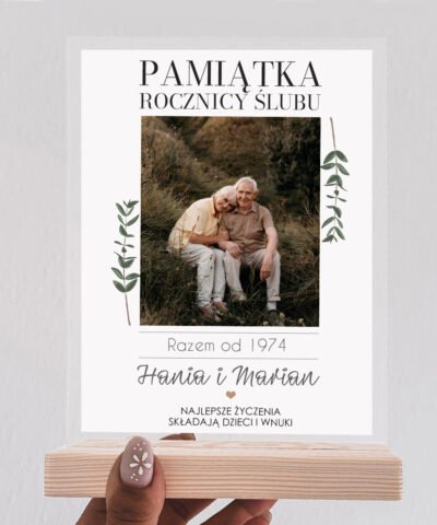 Pamiątkowy prezent na rocznicę ślubu Statuetka ze zdjęciem GAŁĄZKI
