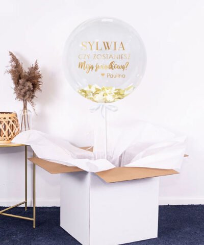 Balon ogromna kula z helem dla świadkowe w pudełku GOLD