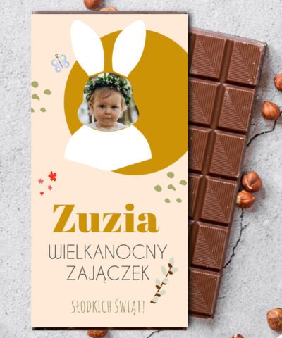 Prezent ze zdjęciem na Wielkanoc dla dziecka CZEKOLADA KRÓLICZEK