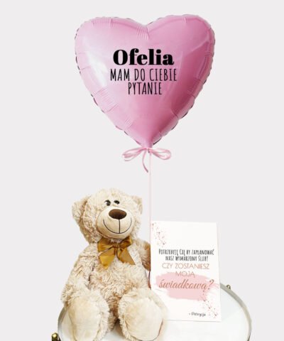 Słodka prośba o świadkowanie PLUSZAK + BALON pink