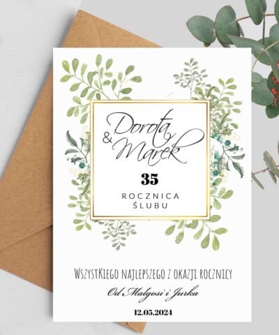 Elegancka kartka z imionami na rocznicę LISTKI