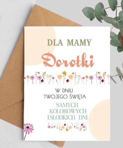 Kwiatowy zestaw prezentowy dla Mamy Świeca + kartka z życzeniami