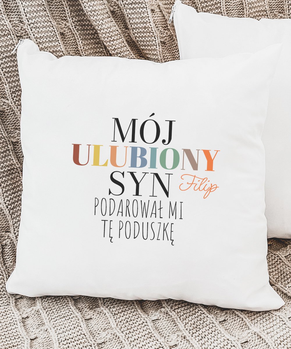 Personalizowana poduszka z zabawnym tekstem ULUBIONY SYN/CÓRKA